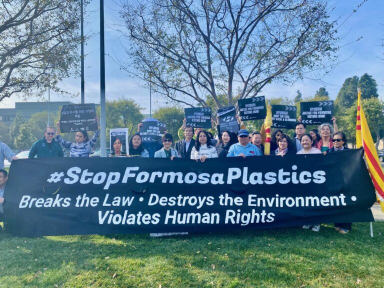 QUẬN CAM- BIỂU TÌNH YÊU CẦU HÃNG HYUNDAI NGƯNG MUA THÉP FORMOSA