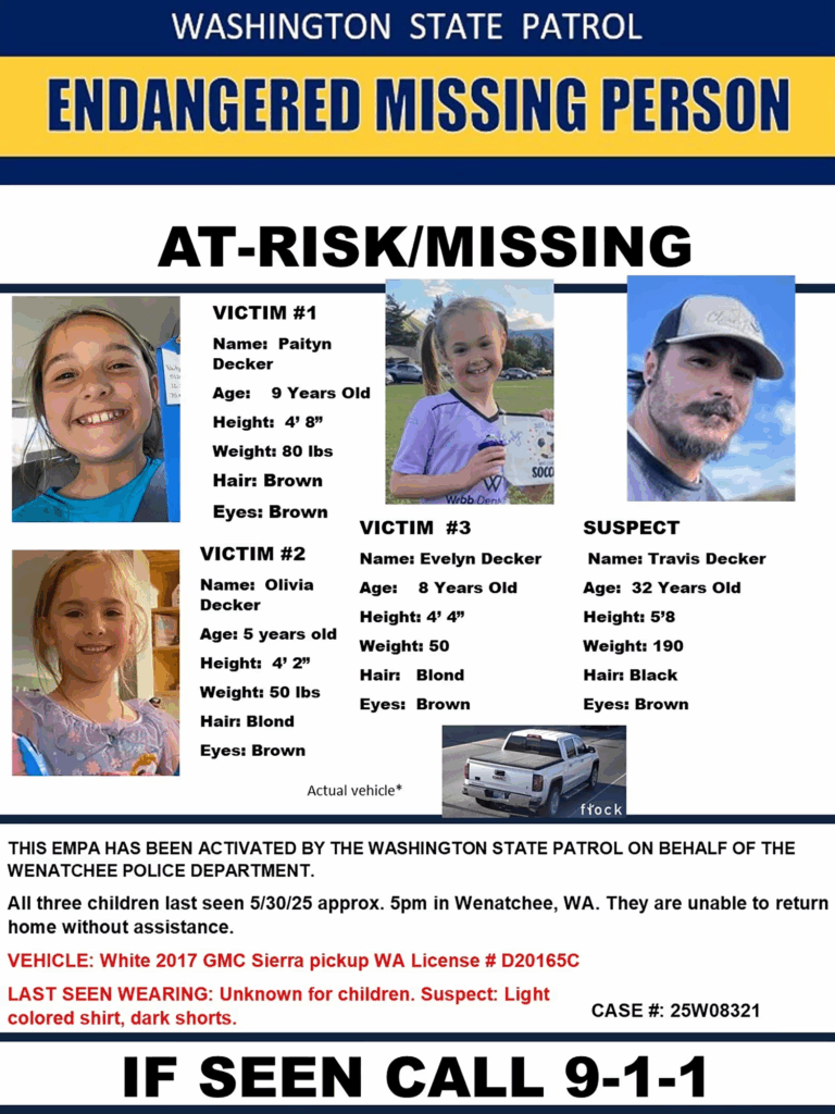 Ba chị em gái nhỏ bị phát hiện đã chết sau khi được báo mất tích ở Washington