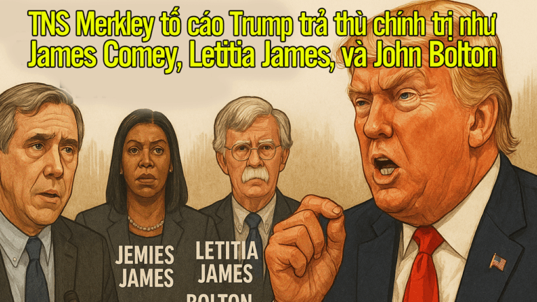 TNS Merkley tố cáo Trump trả thù chính trị như James Comey, Letitia James, và John Bolton.